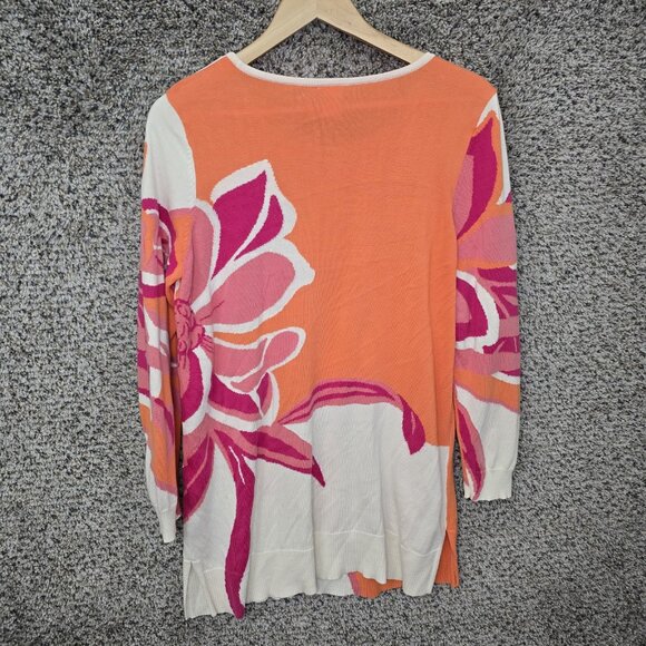 Chicos Top Womens 1 US Medium Orange Knit Tunic Scoop Neck Casual Ladies - Picture 7 of 7
